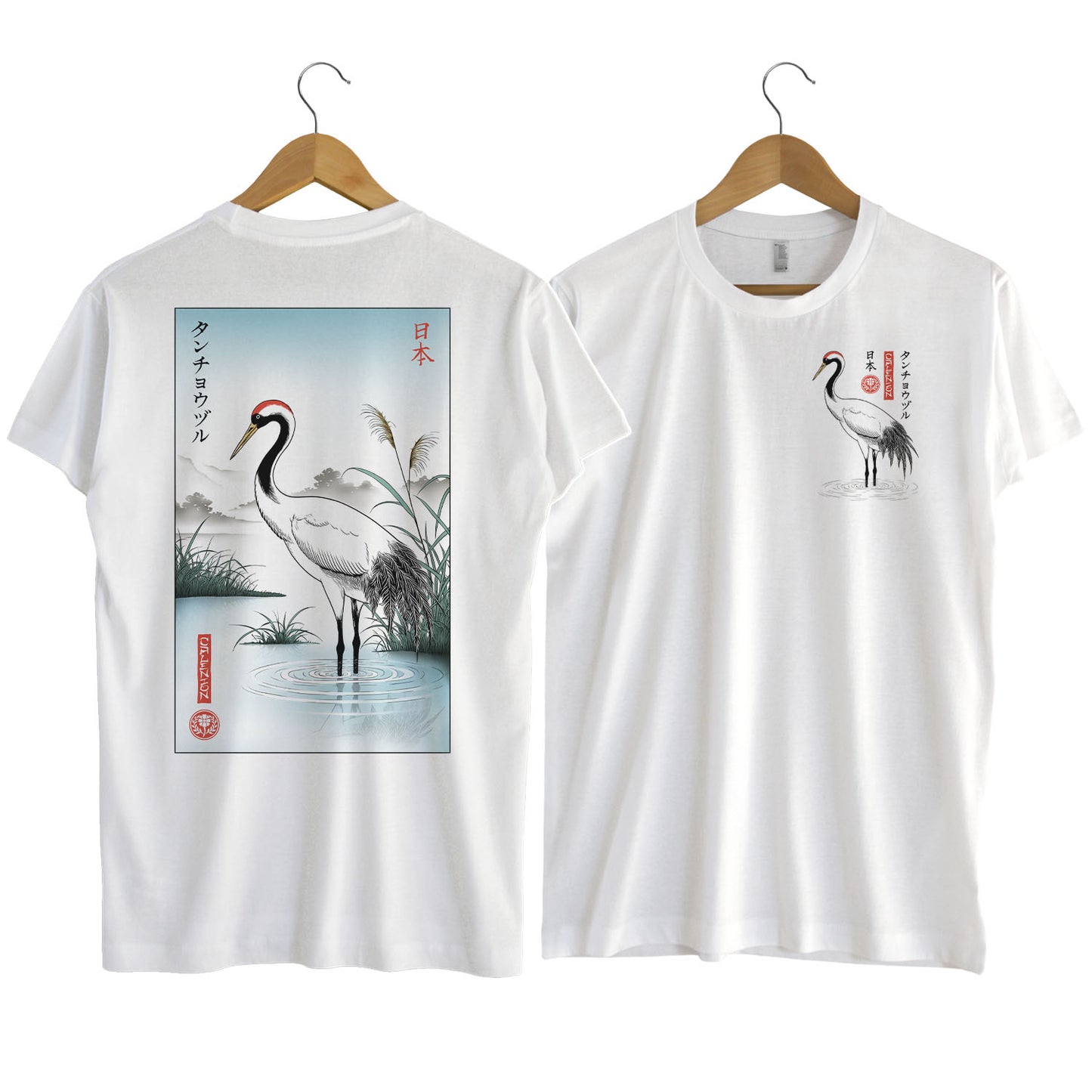 Woodblock Crane T-Shirt