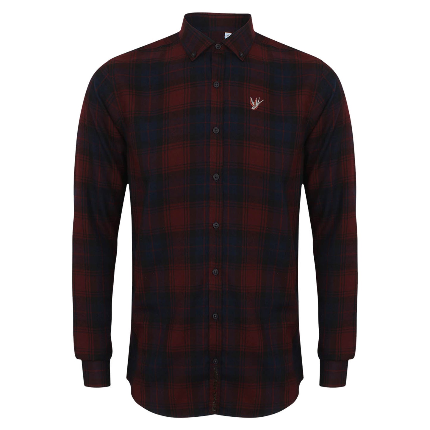 Swallow Slim Fit Check Shirt (Burgundy)