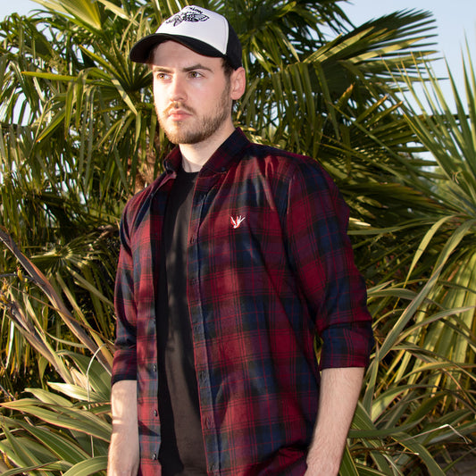 Swallow Slim Fit Check Shirt (Burgundy)