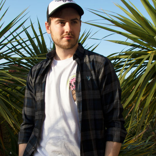 Swallow Slim Fit Check Shirt (Navy)