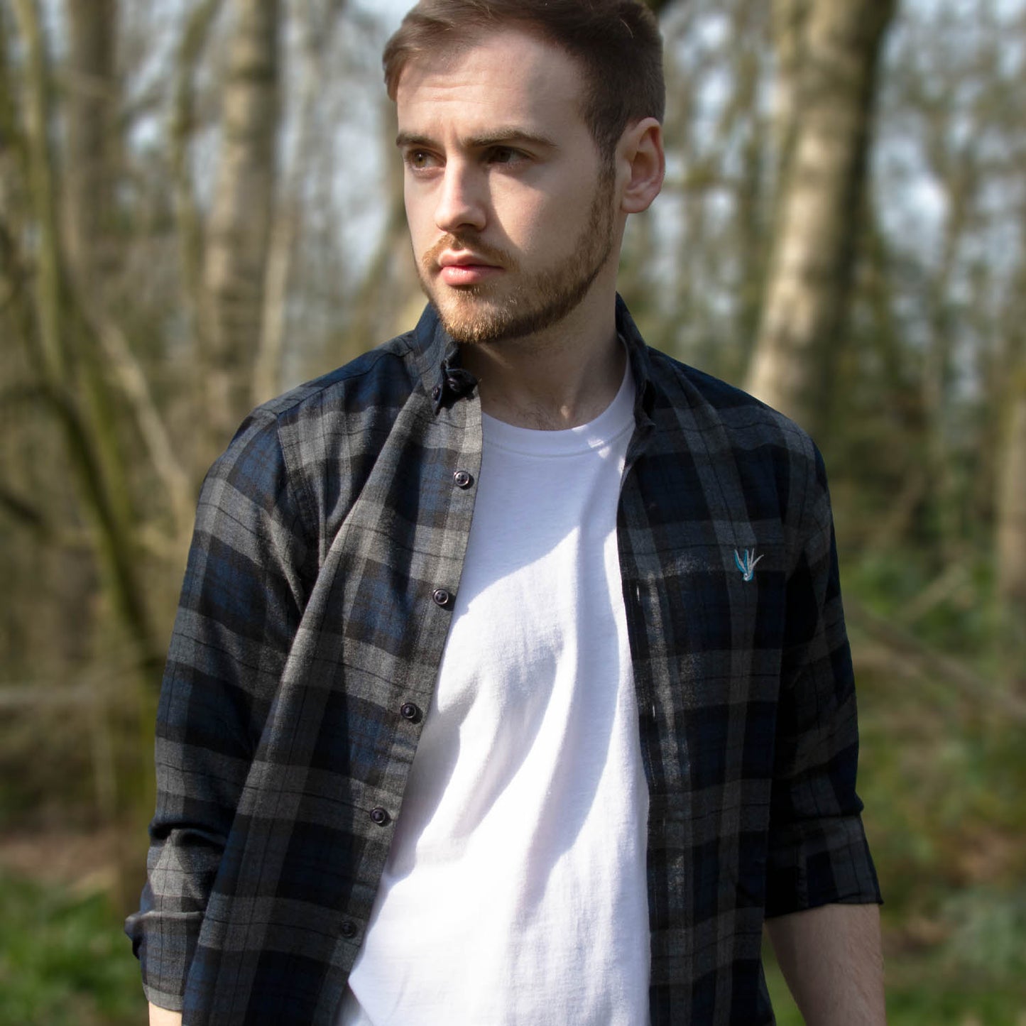 Swallow Slim Fit Check Shirt (Navy)