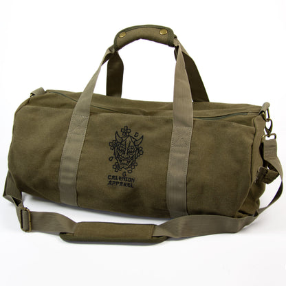 Hannya Vintage Canvas Barrel Bag (Military Green)