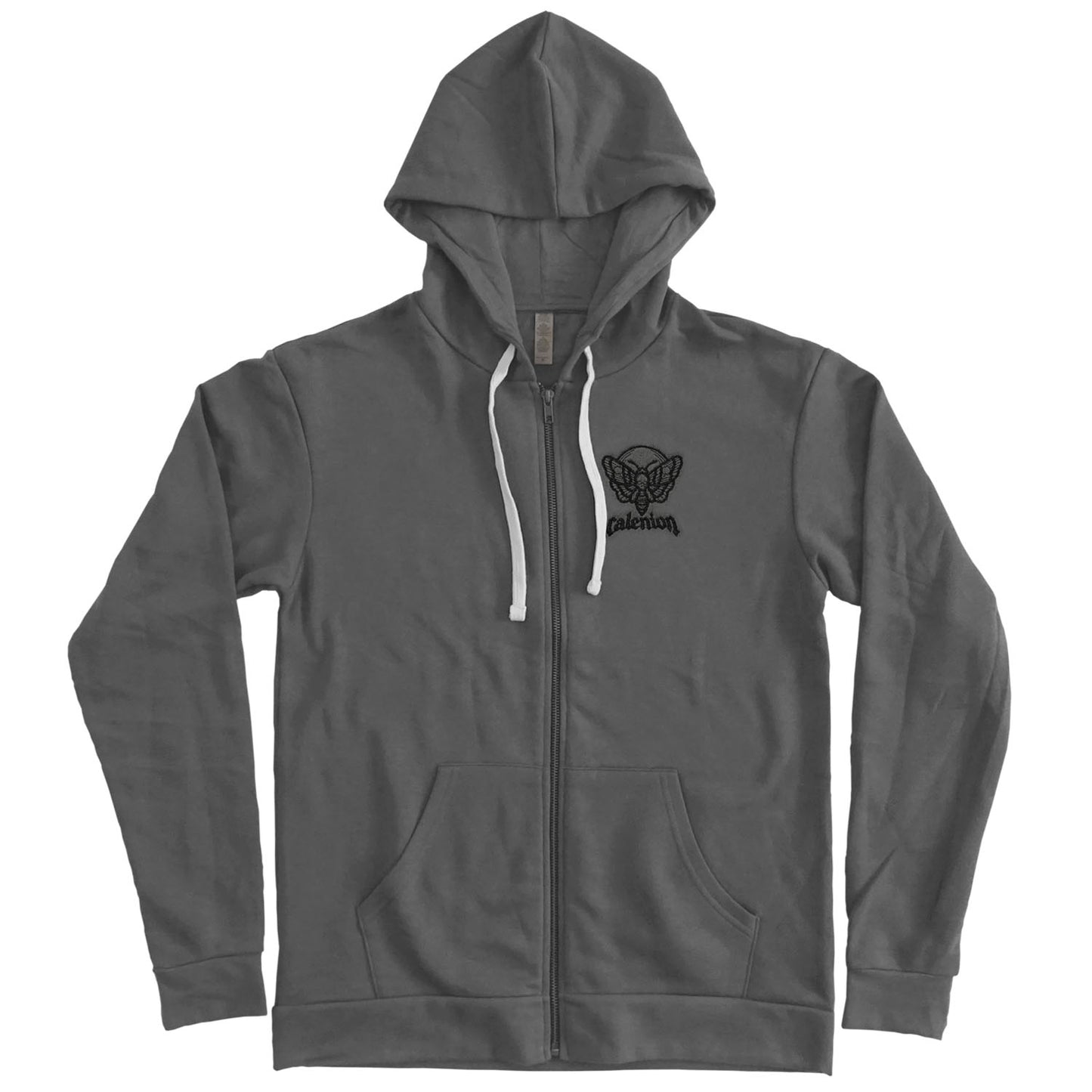 Death Moth Embroidered Zip Hoodie