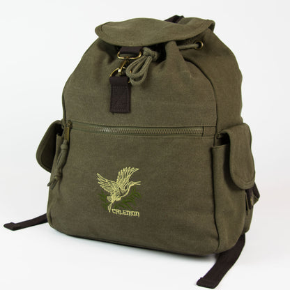 Japanese Crane Vintage Canvas Backpack