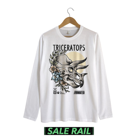 Triceratops Skull Long Sleeve Shirt [Front Print] (Discontinued Product) [Size S]