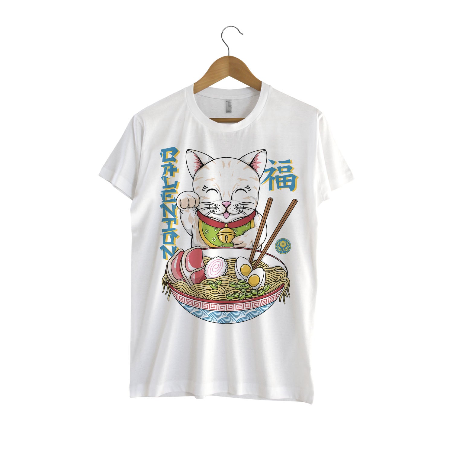 Lucky Ramen Cat T-Shirt (White) – Calenion Apparel