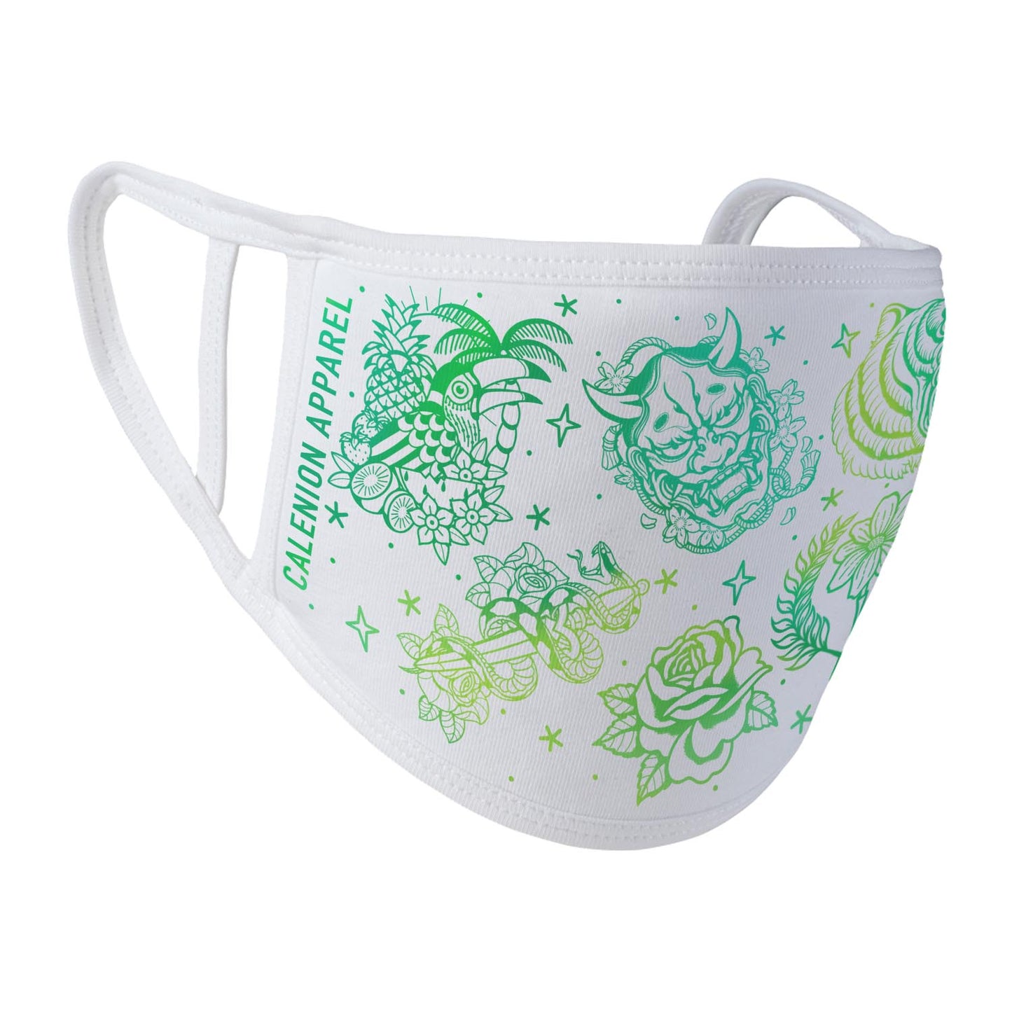Flash 'Green' Face Mask (White)