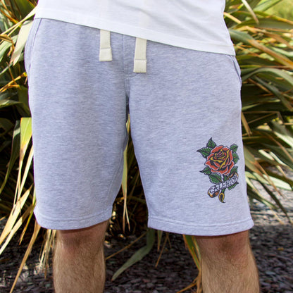 Tattoo Rose Jog Shorts (Grey)