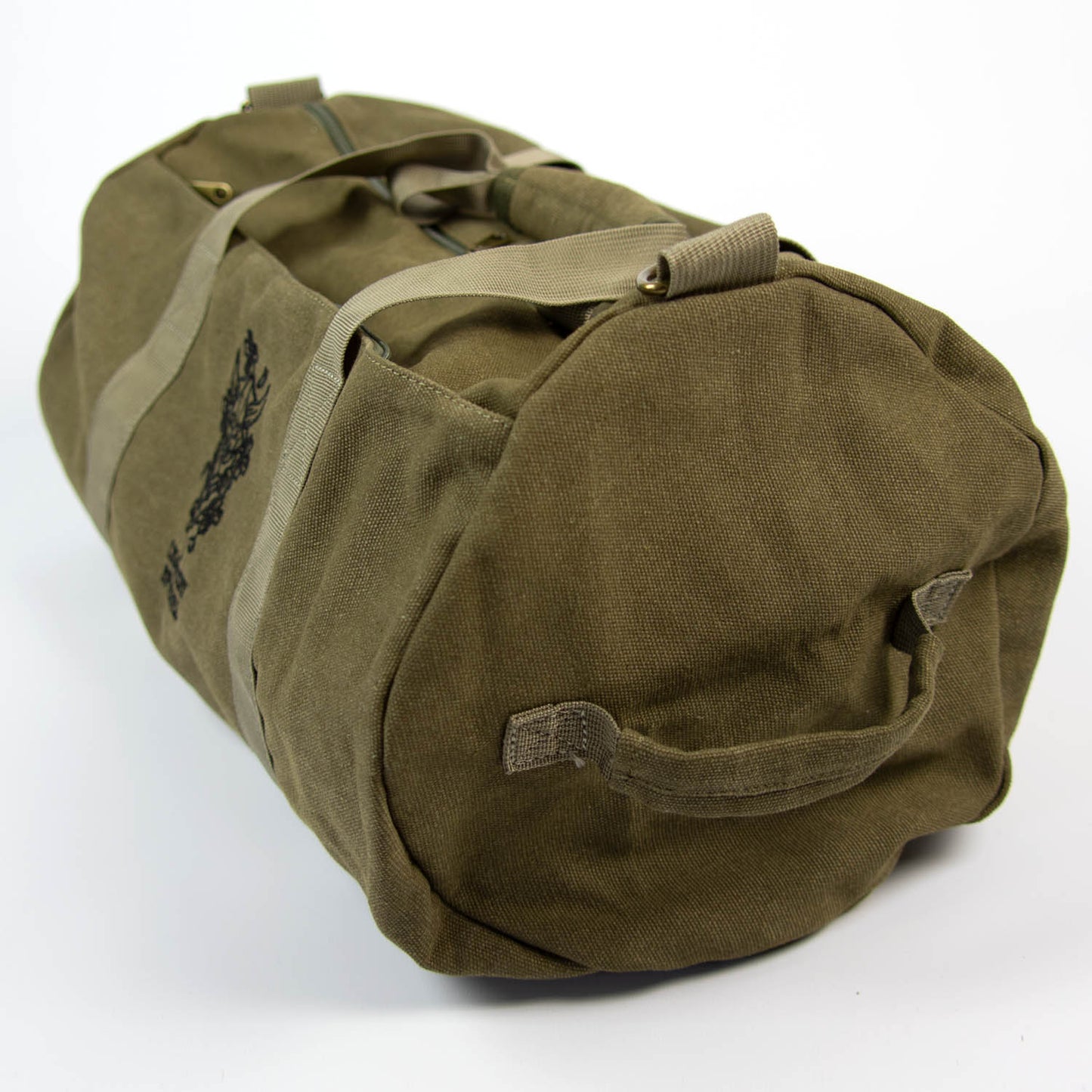 Hannya Vintage Canvas Barrel Bag (Military Green)